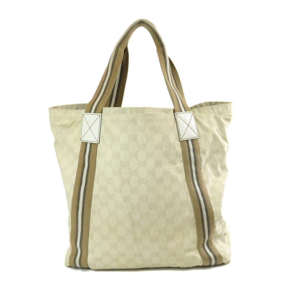 Gucci straps white Tote web GG striped leather Bag Canvas White